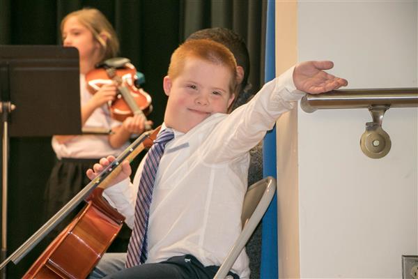 Jake Wainstein performs at Westtown-Thorbury's orchestra concert. 